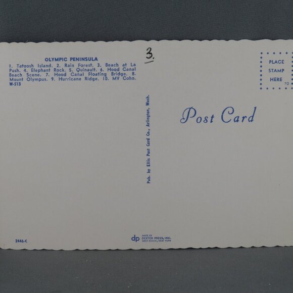 Vintage Postcard - The Olympic Peninsula Map and Attractions - Dexter Press - Picture 2 of 4